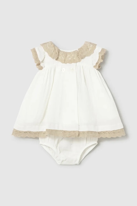 Бебешка памучна рокля Mayoral Newborn в бяло къса разкроена 1888
