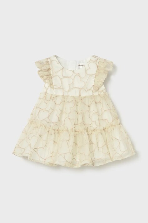 Mayoral Newborn sukienka niemowlęca kolor beżowy mini rozkloszowana 1890