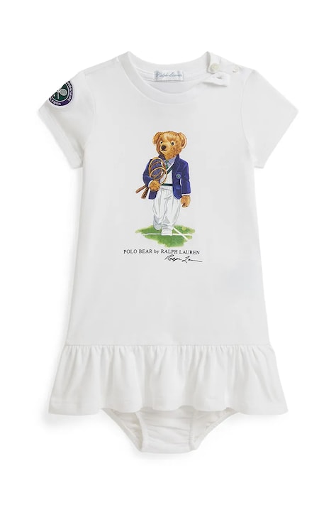 Polo Ralph Lauren rochie din bumbac albă cu imprimeu 310B17721001