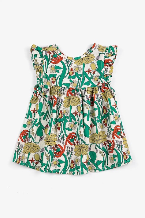 Bobo Choses rochie din bumbac pentru bebeluși Color Herbalist culoarea verde, mini, evazati, B126AB089