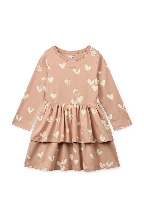Παιδικό βαμβακερό φόρεμα Liewood Mindy LS Dress χρώμα: πορτοκαλί, LW20484