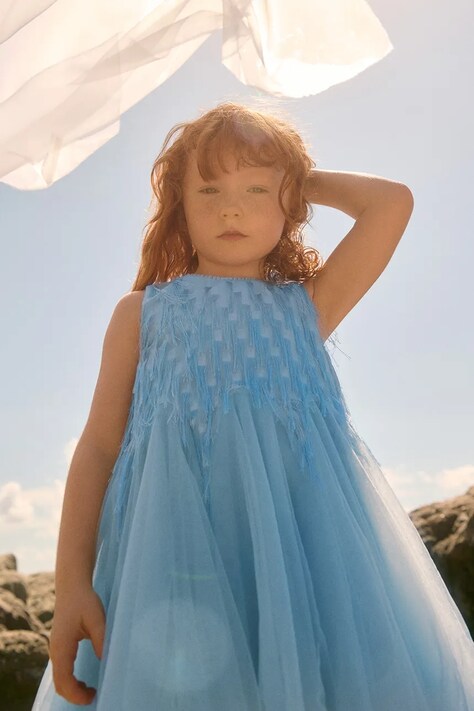 Abel&Lula sukienka dziecięca kolor niebieski mini rozkloszowana 5025