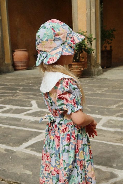 Konges Sløjd šaty babydoll bavlnené COEUR COLLAR DRESS GOTS viacfarebné s kvetmi KS105141