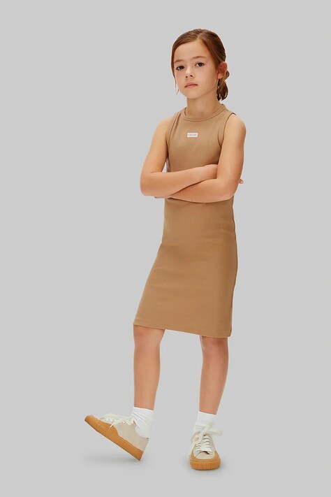 Calvin Klein Jeans sukienka bodycon brązowa LVCKSJH07G