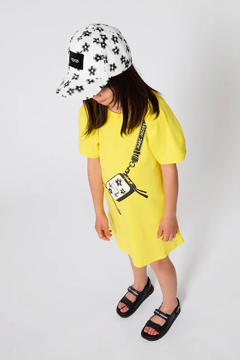 Dječja pamučna haljina Marc Jacobs boja: žuta, mini, ravna, W60717