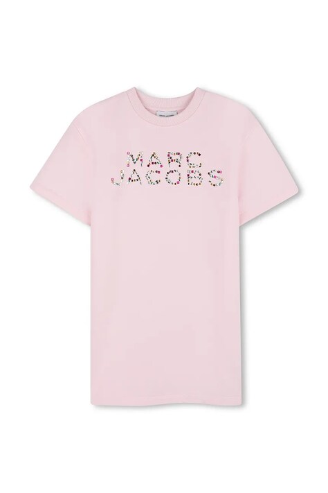 Marc Jacobs sukienka sportowa bawełniana różowa z nadrukiem W60718