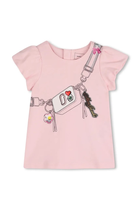 Pamučna haljina za bebe Marc Jacobs boja: ružičasta, mini, širi se prema dolje, W60809