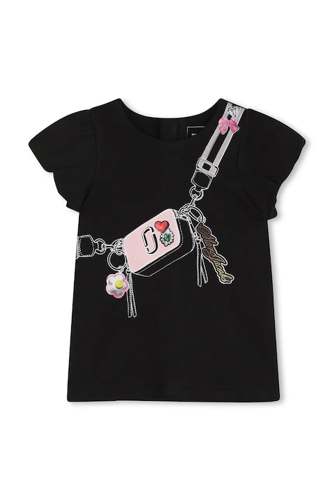 Παιδικό βαμβακερό φόρεμα Marc Jacobs χρώμα: μαύρο, W60809