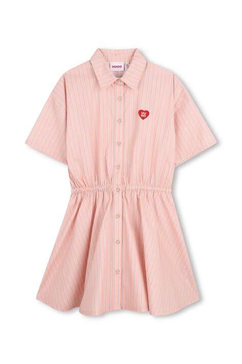 HUGO sukienka koszulowa bawełniana pomarańczowa G01202