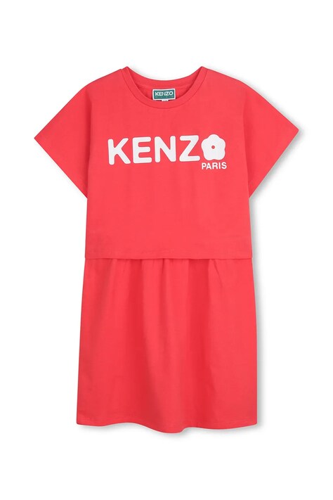 Kenzo Kids sukienka bawełniana dziecięca kolor czerwony mini rozkloszowana K61662