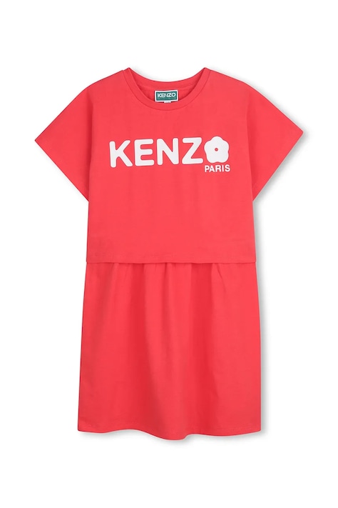 Παιδικό βαμβακερό φόρεμα Kenzo Kids χρώμα: κόκκινο, K61662
