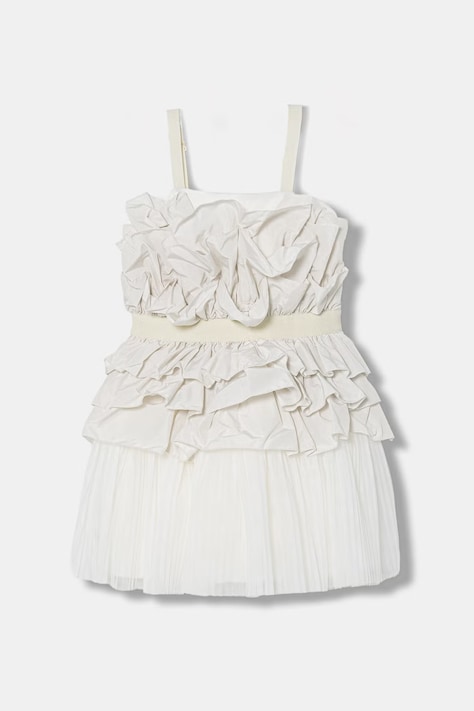 Patrizia Pepe sukienka rozkloszowana z wiskozą A749 beżowa 7A0615