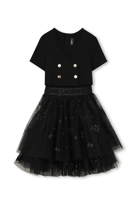 Karl Lagerfeld sukienka dziecięca kolor czarny midi rozkloszowana Z31142