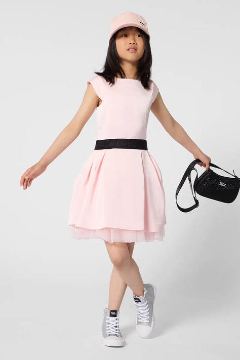 Karl Lagerfeld sukienka dziecięca kolor różowy mini rozkloszowana Z31143