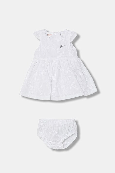 Guess sukienka rozkloszowana bawełniana biała A6GK05 WH710