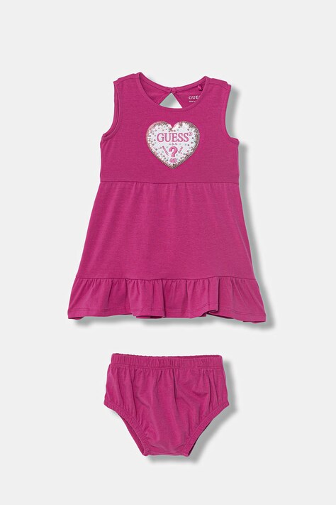 Guess sukienka bawełniana z elastanem różowa A6GK07 K6YW4