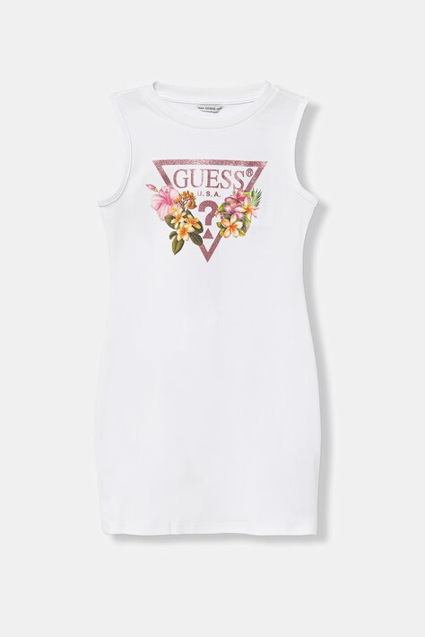 Guess sukienka letnia bawełniana biała z nadrukiem J4RK38 KA6W4