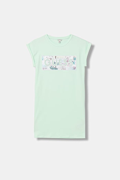 Guess sukienka dziecięca kolor zielony mini prosta J6GK05 KAE24