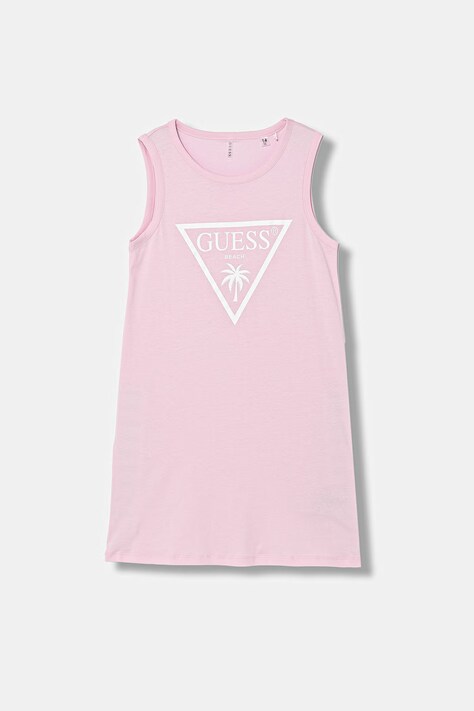 Guess sukienka bawełniana dziecięca kolor różowy mini prosta J6GK25 JA914