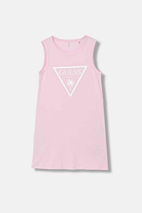 Guess sukienka bawełniana dziecięca kolor różowy mini prosta J6GK25 JA914