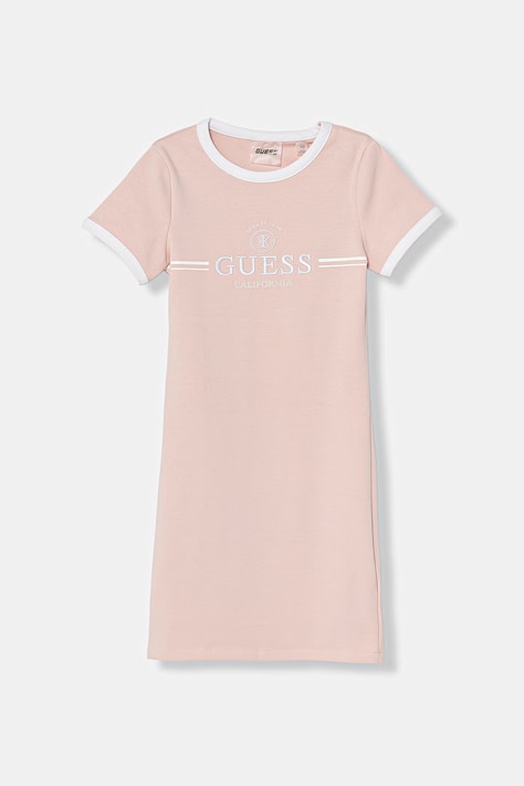 Guess sukienka z bawełną różowa J6GK26 KCQX1