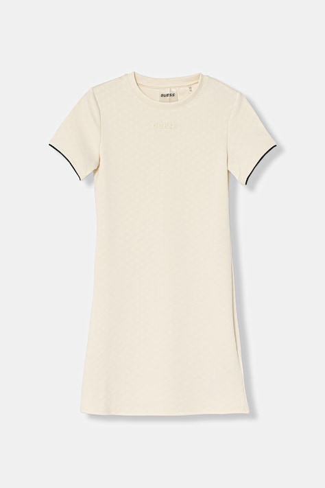 Guess sukienka z wiskozą beżowa gładka J6GK27 KF972