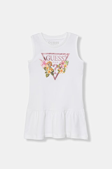 Guess sukienka bawełniana biała K4RK23 KA6W4