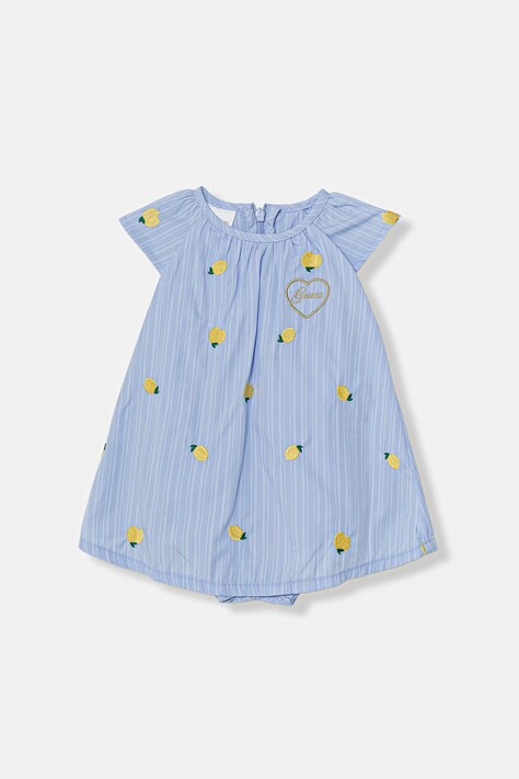 Guess sukienka bawełniana niebieska w paski S6GG03 WEH20