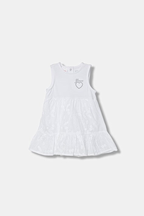 Guess sukienka bawełniana biała S6GG08 K6YW0