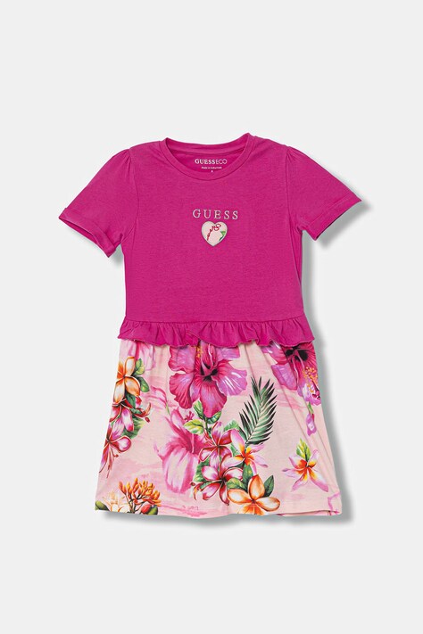 Guess sukienka dziecięca kolor różowy mini rozkloszowana K6GK01 K6YW4