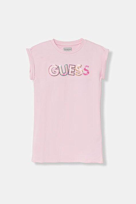 Guess sukienka bawełniana z elastanem różowa K6GK10 KAE24