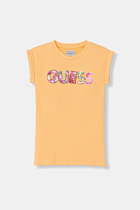 Guess sukienka bawełniana z elastanem pomarańczowa K6GK10 KAE24