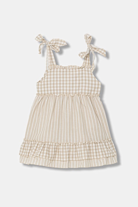 Dětské šaty s přídavkem lnu Jamiks HAVAR béžová barva, mini, JLI140