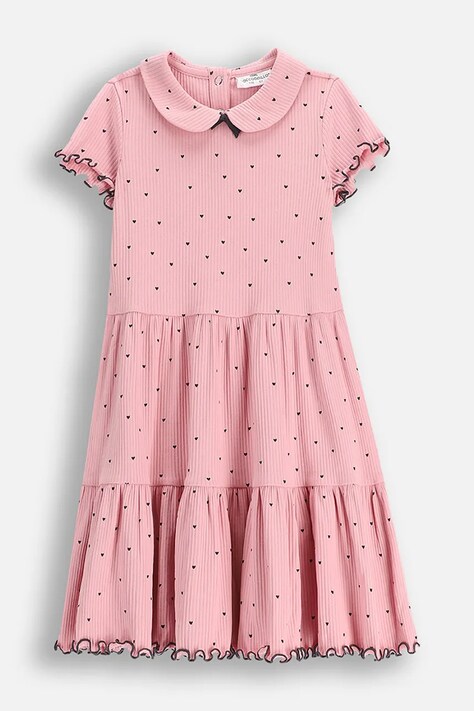 Coccodrillo sukienka dziecięca kolor różowy mini rozkloszowana HEARTS GIRL KIDS