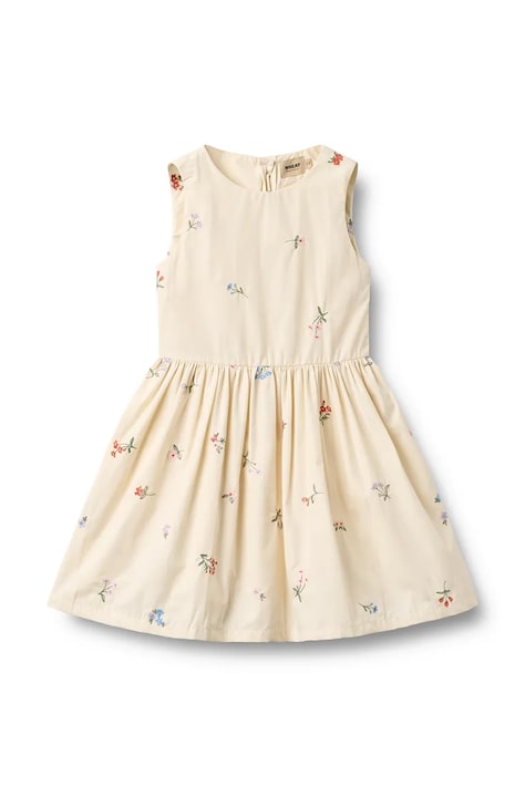 Wheat sukienka bawełniana dziecięca kolor beżowy mini rozkloszowana 1214-235-GOTS