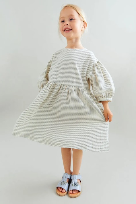 Wheat sukienka bawełniana dziecięca kolor beżowy mini rozkloszowana 1351-404-GOTS