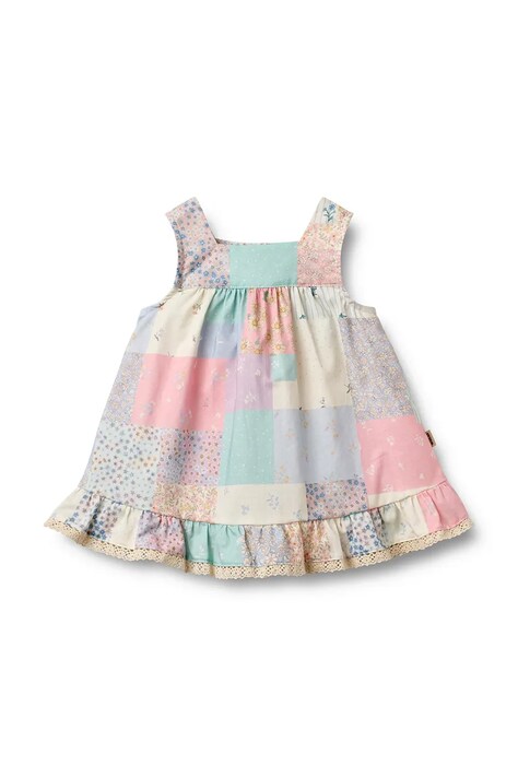 Wheat sukienka bawełniana niemowlęca kolor multicolor mini rozkloszowana 5225-261-GOTS