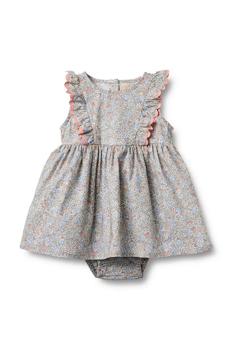 Wheat sukienka bawełniana niemowlęca kolor niebieski mini rozkloszowana 5258-223-GOTS