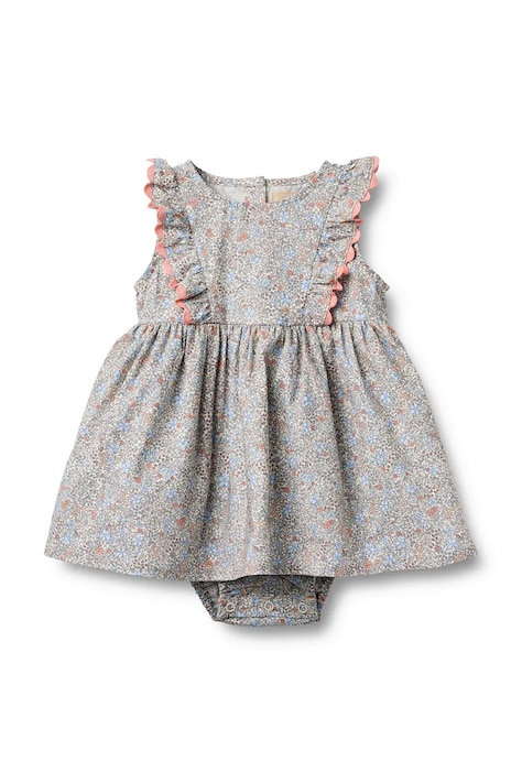 Wheat sukienka bawełniana niemowlęca kolor niebieski mini rozkloszowana 5258-223-GOTS