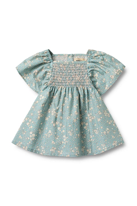 Wheat sukienka bawełniana niemowlęca kolor niebieski mini rozkloszowana 5302-222-GOTS