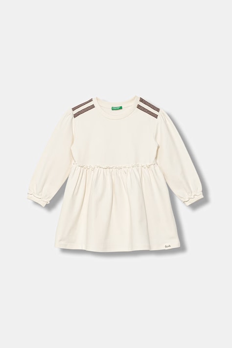 United Colors of Benetton sukienka rozkloszowana bawełniana beżowa 3F9VGV011