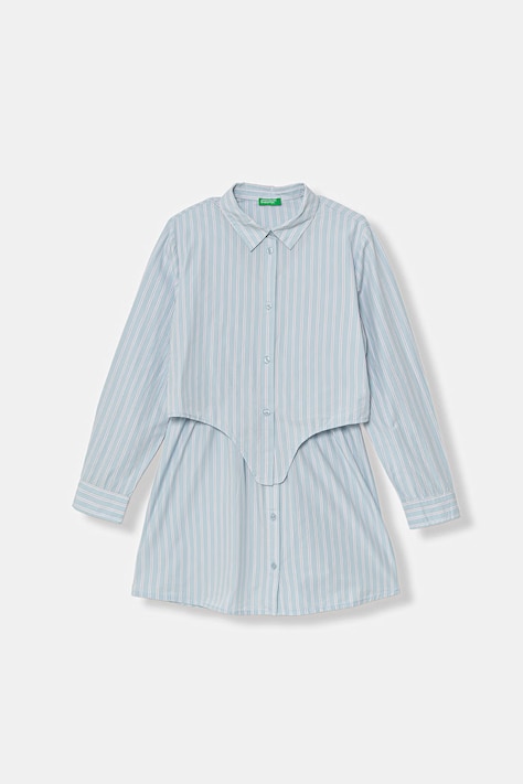 United Colors of Benetton φόρεμα flared βαμβακερό μπλε ριγέ 40N7CV03Q