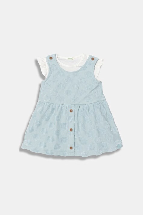 United Colors of Benetton sukienka rozkloszowana z bawełną niebieska w kwiaty 3VWSAV00Q