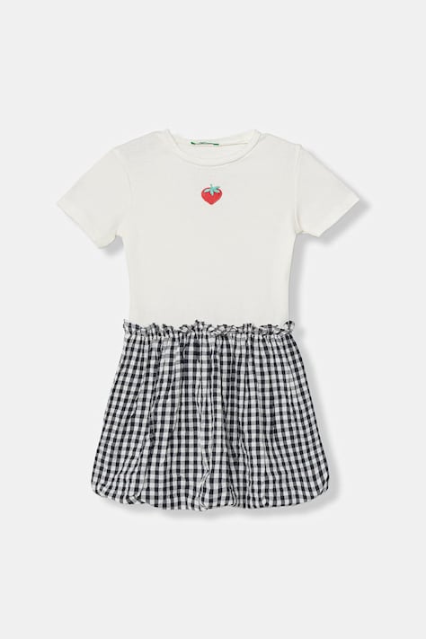 United Colors of Benetton καλοκαιρινό από βαμβάκι μπεζ καρό 47QJGV02P