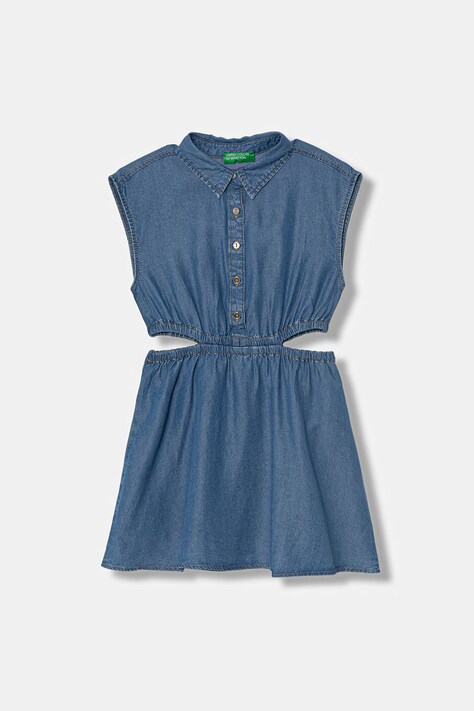 United Colors of Benetton sukienka letnia z lyocellu niebieska 4FFKCV03T