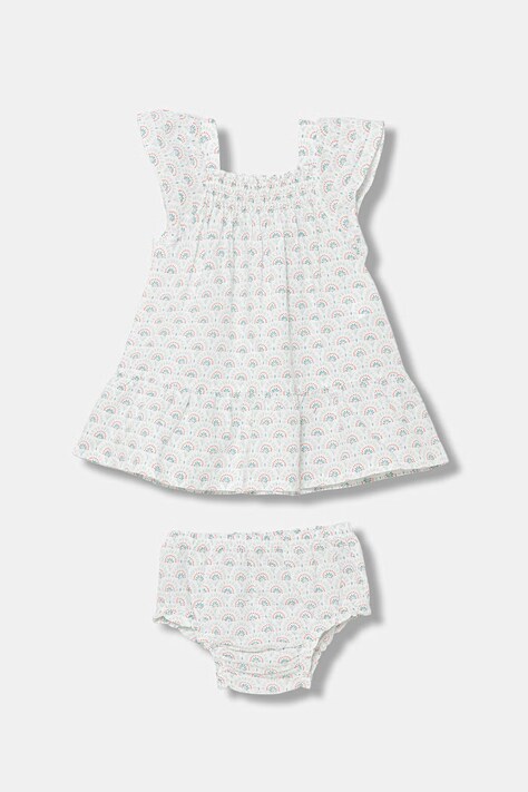 United Colors of Benetton sukienka z lnem zielona w kwiaty 4QBQAV00W