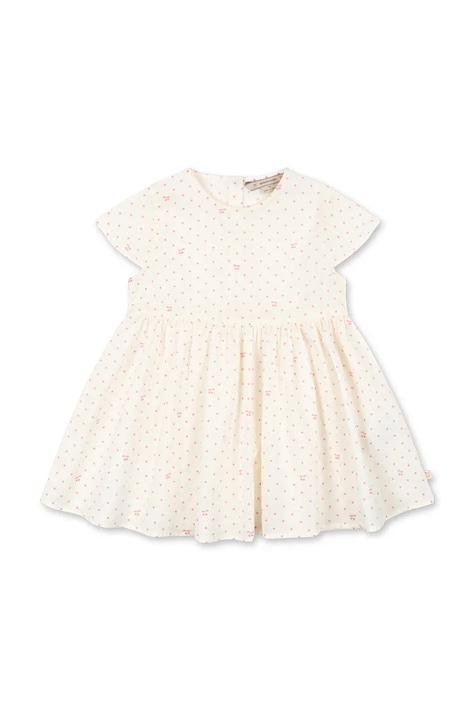Konges Sløjd šaty bavlnené PACEY DRESS GOTS béžové s kvetmi KS105510