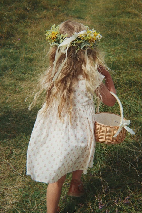 Konges Sløjd φόρεμα βαμβακερό PACEY DRESS GOTS μπεζ φλοράλ KS105510