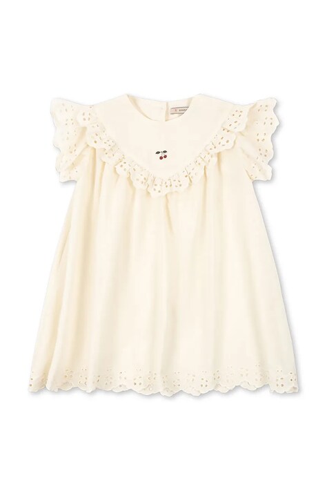 Konges Sløjd sukienka rozkloszowana bawełniana POSEY DRESS beżowa KS105525