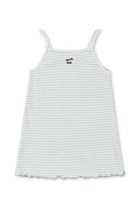 Konges Sløjd sukienka z bawełną ROLI STRAP DRESS OCS niebieska KS105532